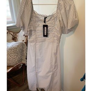 ASOS white & black polka dot dress